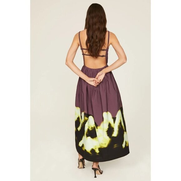 Jonathan Simkhai Collene Poplin Open Back Strappy Midi Dress Purple Size Medium - Picture 6 of 16